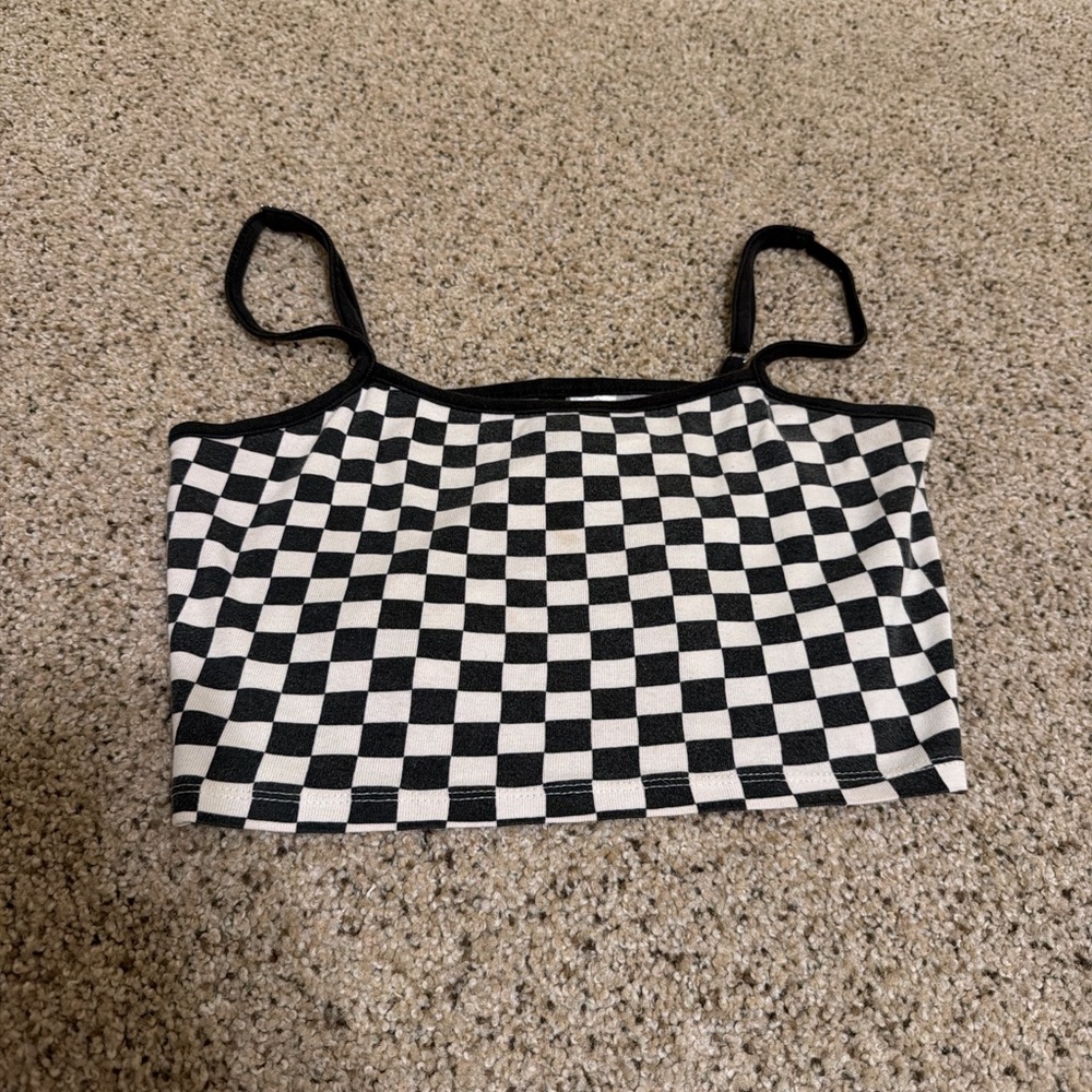 Checkered Black and White Women's Top